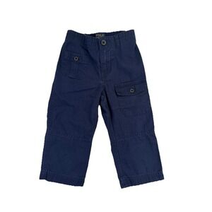 Polo Ralph Lauren Toddler Boys 1/2 Elastic Waist Cotton Navy Pants Size 18 Month